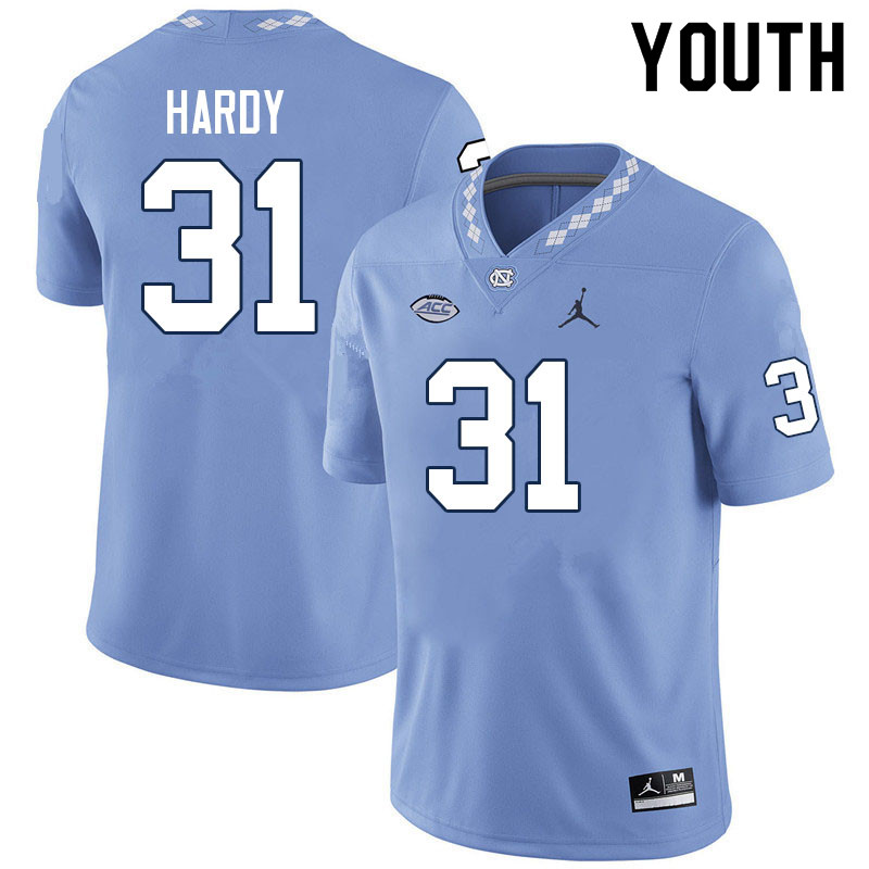 Youth #31 Will Hardy North Carolina Tar Heels College Football Jerseys Sale-Carolina Blue